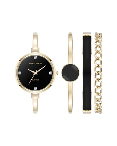 Anne Klein Women's Lab Grown Diamond Accented Bangle Watch